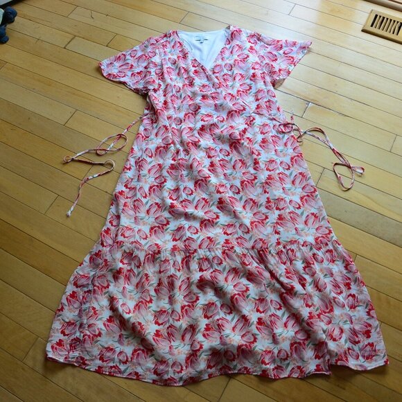 & Other Stories Flutter Sleeve Wrap Midi Dress EUR 44 fits XL US - Picture 2 of 15